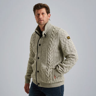 PME LEGEND Strickjacke mit Zip heavy knit mixed yarn - Sandstone Cloud - PKC2510320-921