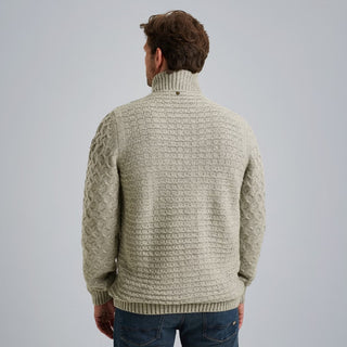 PME LEGEND Strickjacke mit Zip heavy knit mixed yarn - Sandstone Cloud - PKC2510320-921