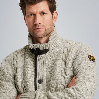 PME LEGEND Strickjacke mit Zip heavy knit mixed yarn - Sandstone Cloud - PKC2510320-921