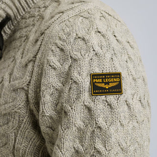 PME LEGEND Strickjacke mit Zip heavy knit mixed yarn - Sandstone Cloud - PKC2510320-921