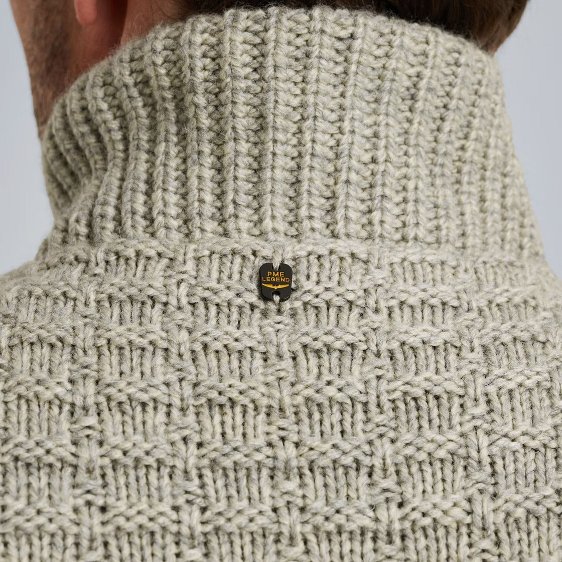 PME LEGEND Strickjacke mit Zip heavy knit mixed yarn - Sandstone Cloud - PKC2510320-921 von PME Legend