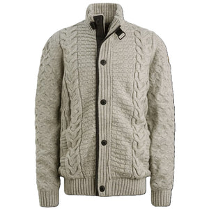 PME LEGEND Strickjacke mit Zip heavy knit mixed yarn - Sandstone Cloud - PKC2510320-921