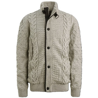 PME LEGEND Strickjacke mit Zip heavy knit mixed yarn - Sandstone Cloud - PKC2510320-921