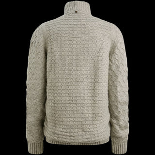 PME LEGEND Strickjacke mit Zip heavy knit mixed yarn - Sandstone Cloud - PKC2510320-921