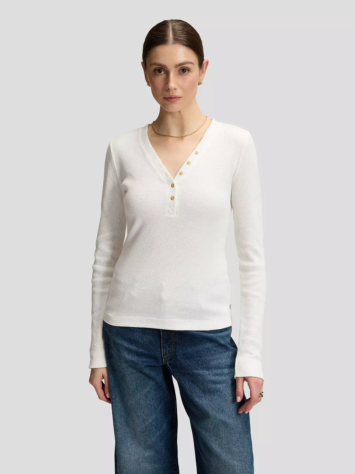 LEE LS WAFFLE HENLEY Langarm Pullover ecru 112385665