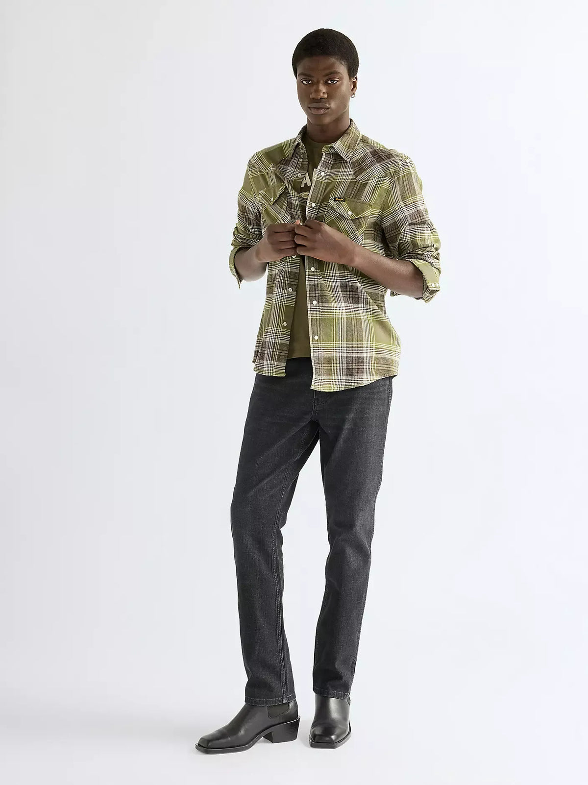 WRANGLER WESTERN SHIRT Langarm Hemd pesto 112386904 von Wrangler