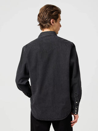 WRANGLER Western Shirt Langarm Jeanshemd - Midnight Carbon Black - 112362906