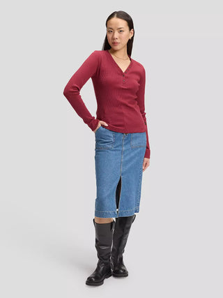 LEE LS WAFFLE HENLEY Langarm Pullover tibetan red 112385666