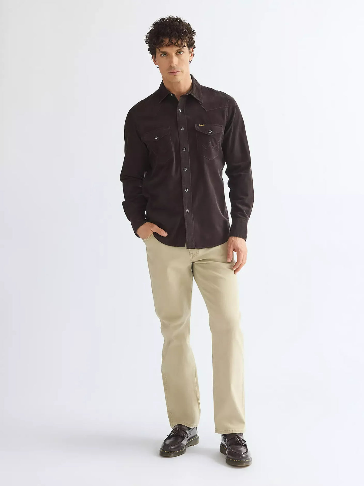 WRANGLER WESTERN SHIRT Langarm Cordhemd chocolate torte 112386902 von Wrangler