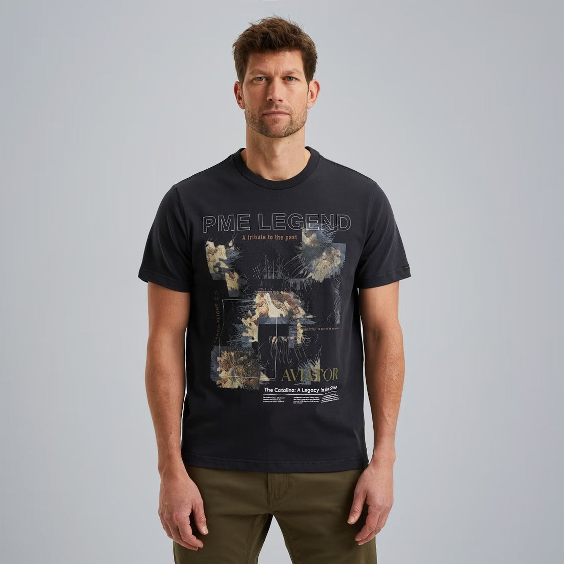 PME LEGEND Kurzarm Shirt Rundhals jersey digital print - Midnight Harbor Navy - PTSS2503570-5281 von PME Legend