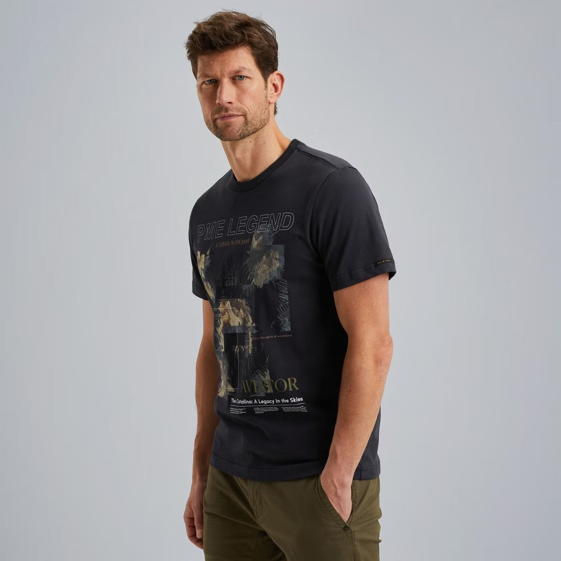 PME LEGEND Kurzarm Shirt Rundhals jersey digital print - Midnight Harbor Navy - PTSS2503570-5281 von PME Legend
