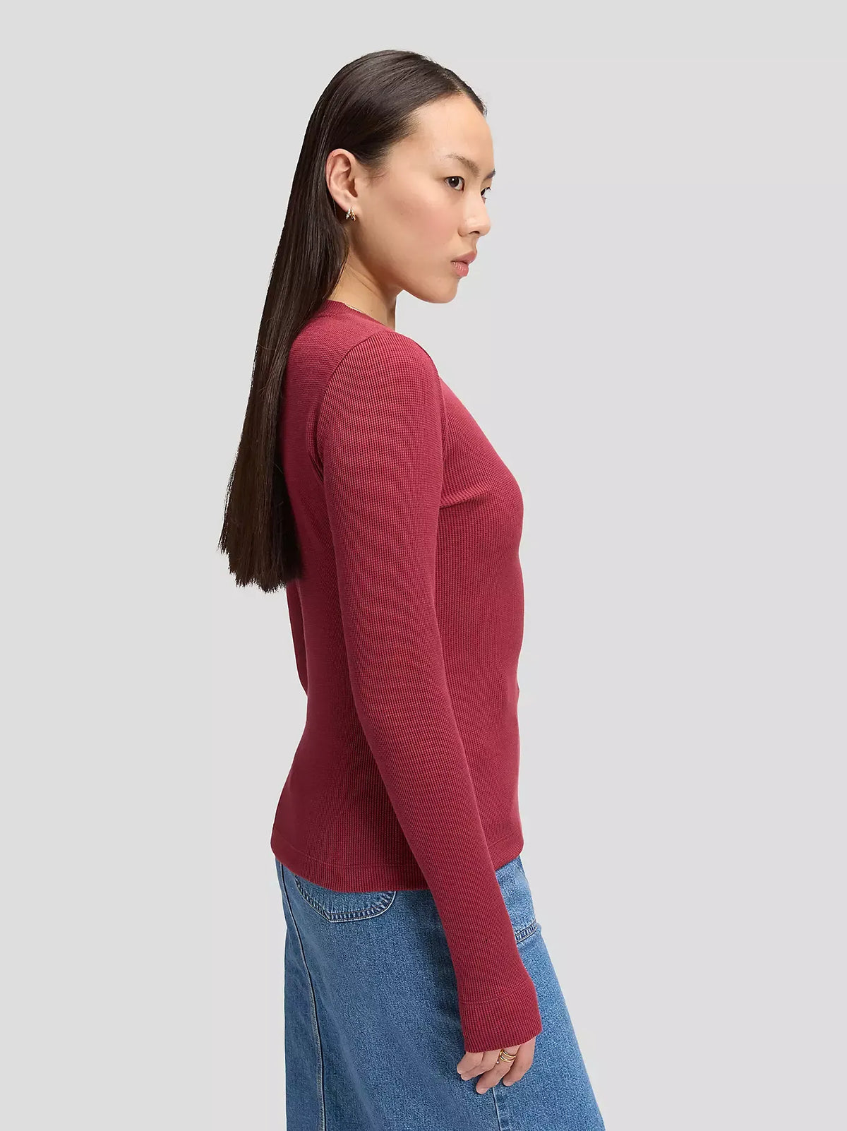 LEE LS WAFFLE HENLEY Langarm Pullover tibetan red 112385666 von LEE