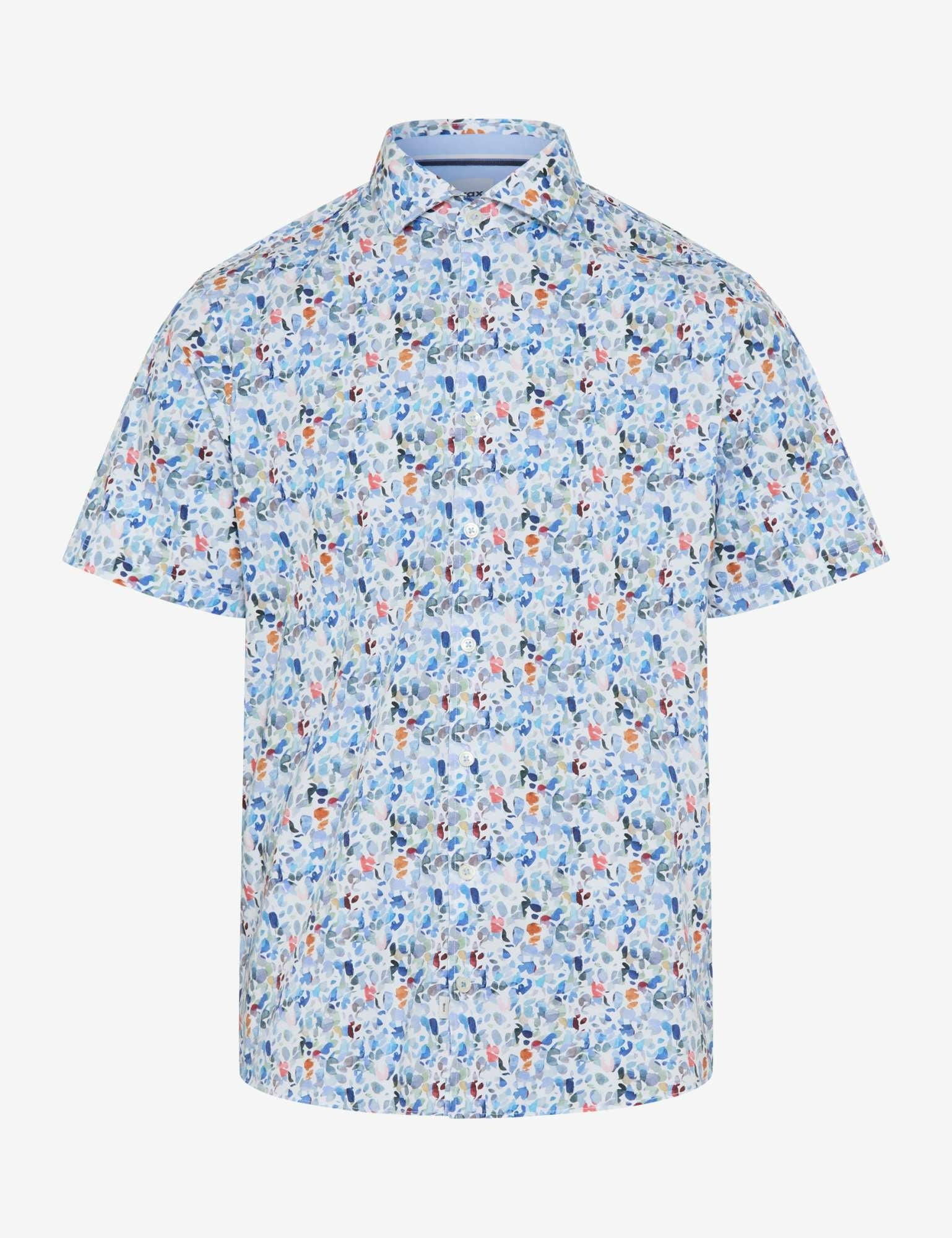 BRAX Hardy Kurzarmhemd - Speckled Shorelight Blue - 74421000 74-0044-25