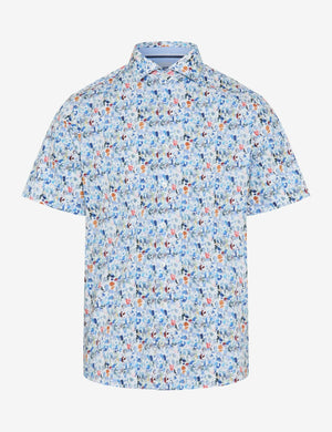 BRAX Hardy Kurzarmhemd - Speckled Shorelight Blue - 74421000 74-0044-25