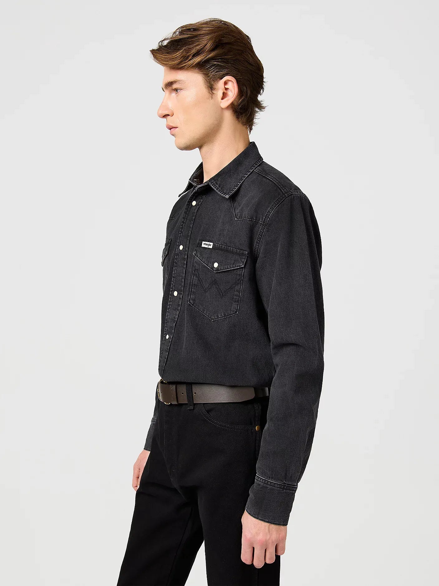 WRANGLER Western Shirt Langarm Jeanshemd - Midnight Carbon Black - 112362906