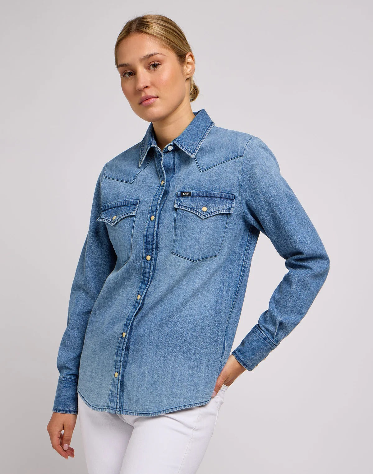 LEE REGULAR WESTERN Langarm Bluse Jeanshemd mt range - Cloudy Pacific Blue - 112350257