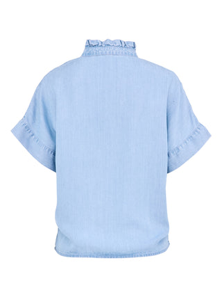 PADDOCKS Ospig Kurzarm Wickelbluse - Blue Dawn Wash - 35040 7521.4100