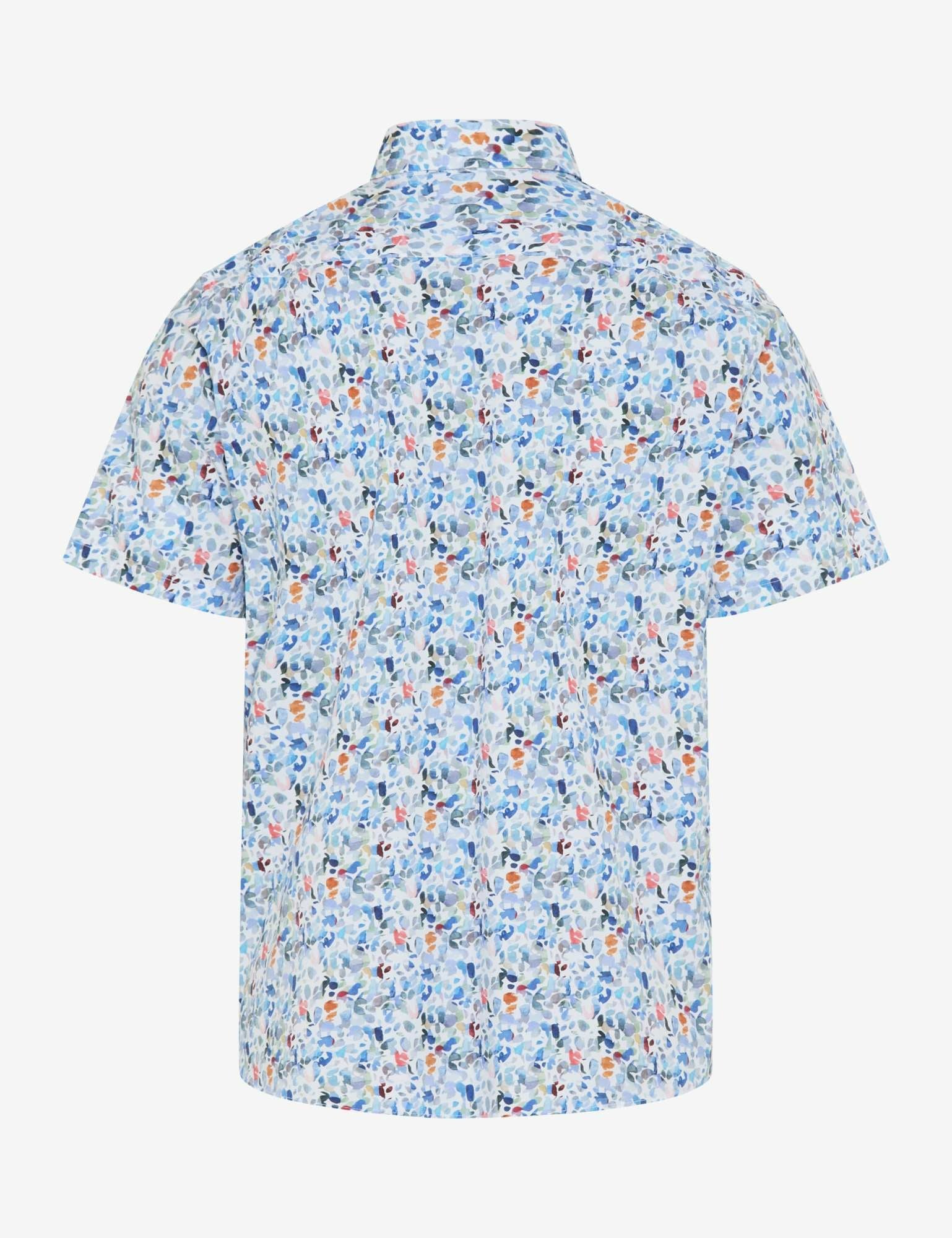 BRAX Hardy Kurzarmhemd - Speckled Shorelight Blue - 74421000 74-0044-25