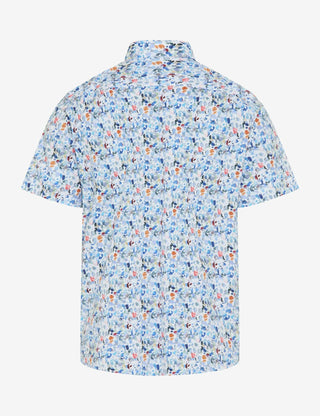 BRAX Hardy Kurzarmhemd - Speckled Shorelight Blue - 74421000 74-0044-25