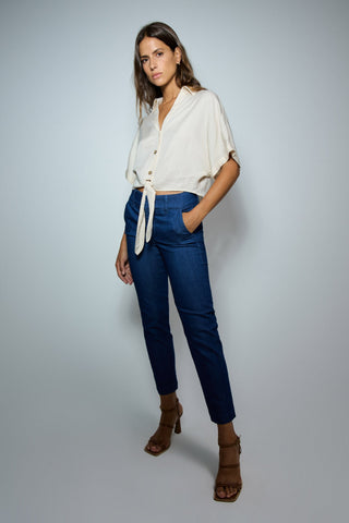 SALSA Chino Secret Push In Cropped Slim - Indigo Blue Black - 21009705.852