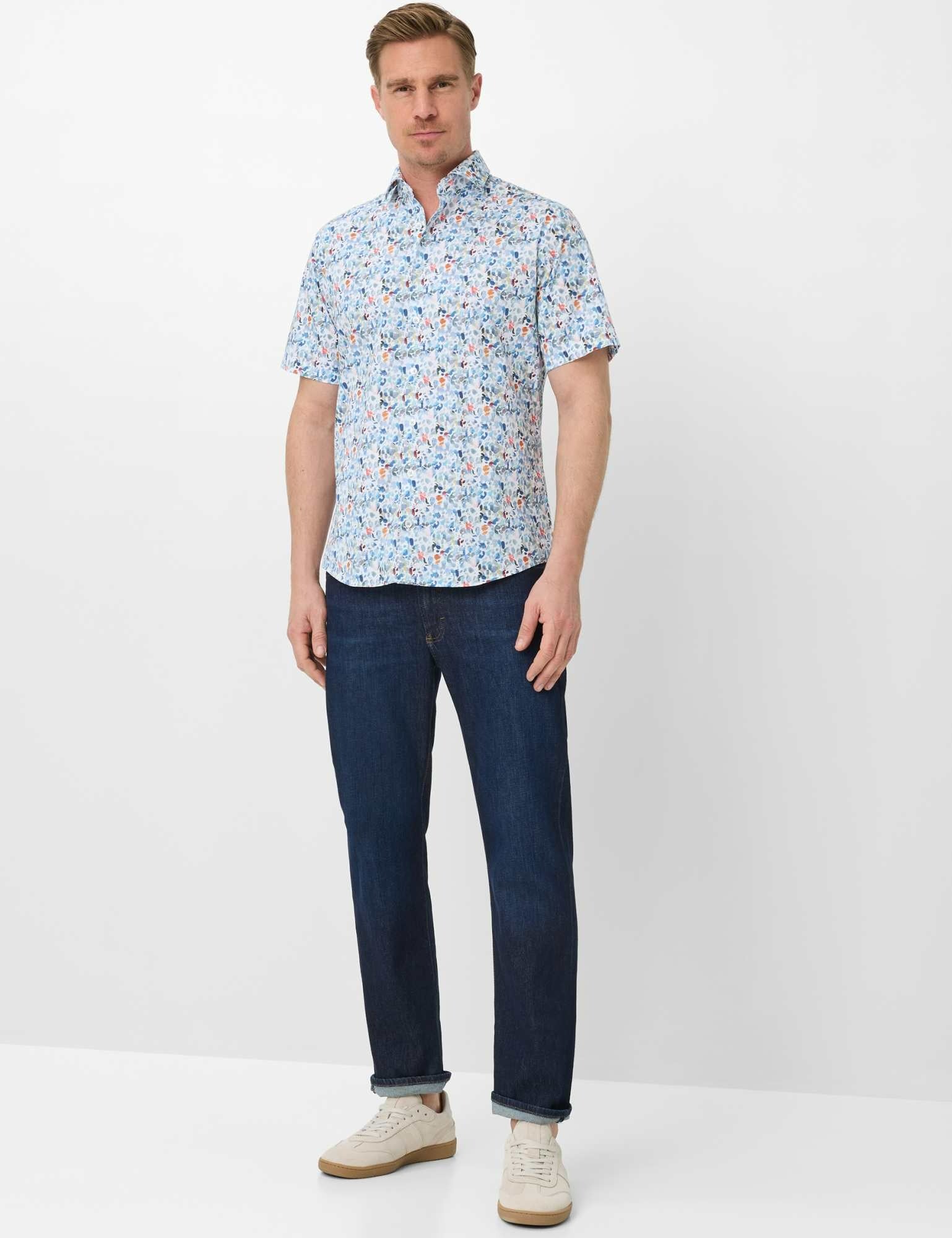 BRAX Hardy Kurzarmhemd - Speckled Shorelight Blue - 74421000 74-0044-25 von BRAX