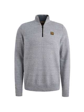 PME LEGEND Halb-Zip Strickpullover - Silver Indigo Melange - PKW2511301-5301