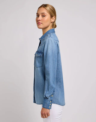 LEE REGULAR WESTERN Langarm Bluse Jeanshemd mt range - Cloudy Pacific Blue - 112350257