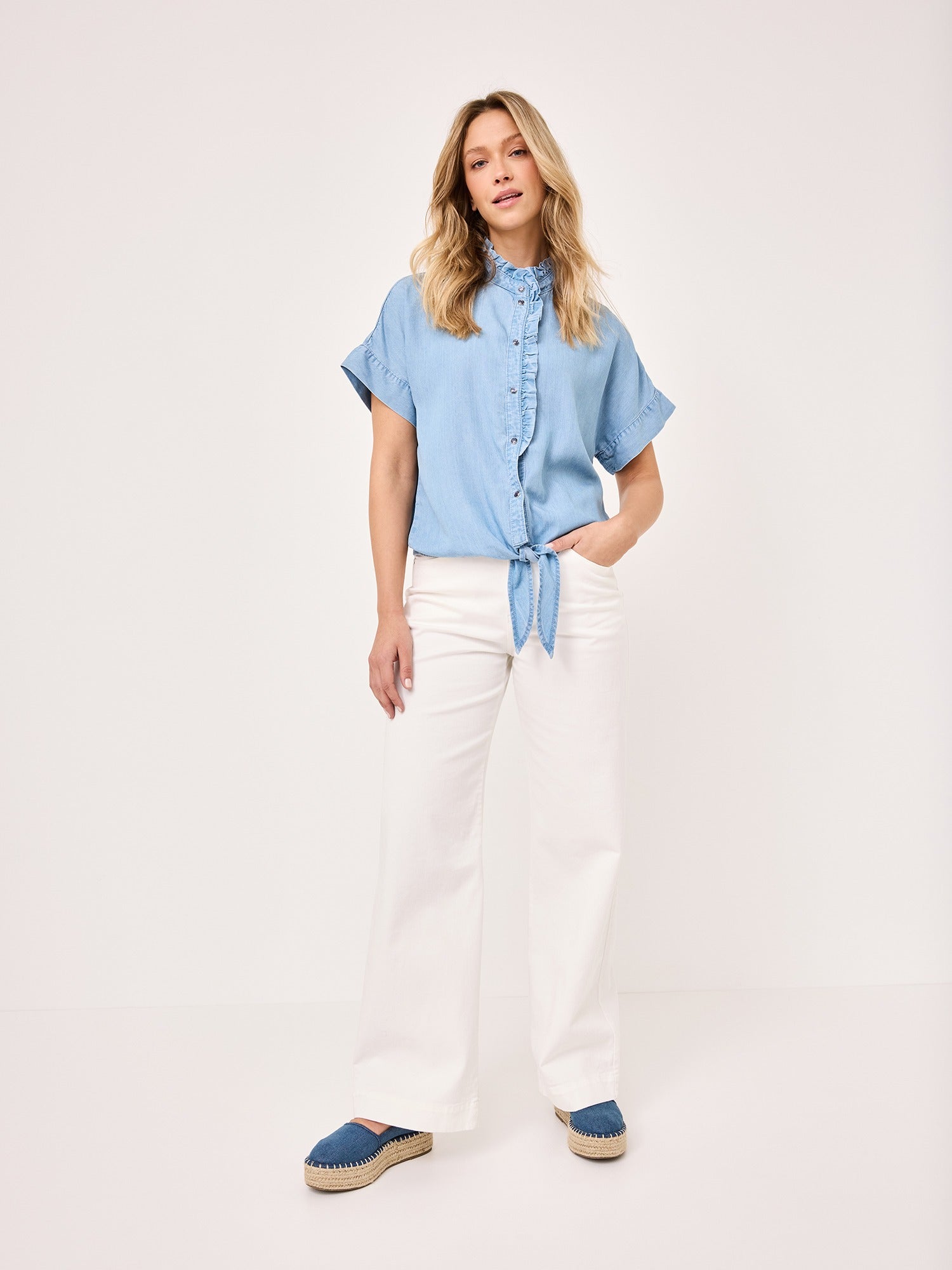 PADDOCKS Ospig Kurzarm Wickelbluse - Blue Dawn Wash - 35040 7521.4100 von Paddocks
