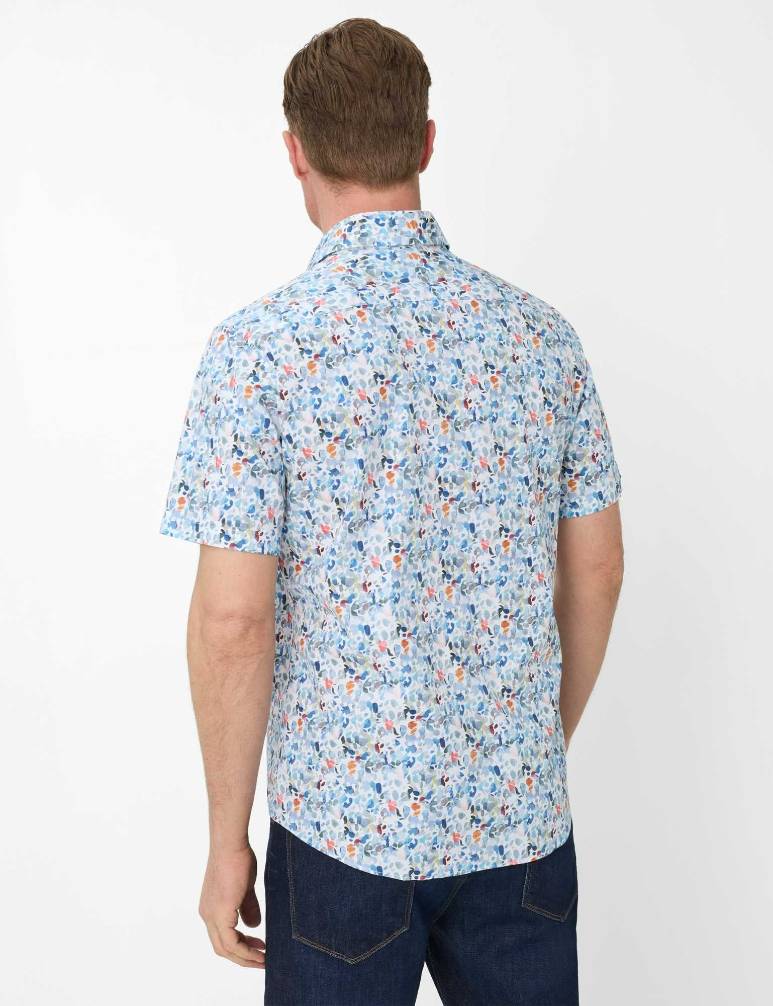 BRAX Hardy Kurzarmhemd - Speckled Shorelight Blue - 74421000 74-0044-25 von BRAX