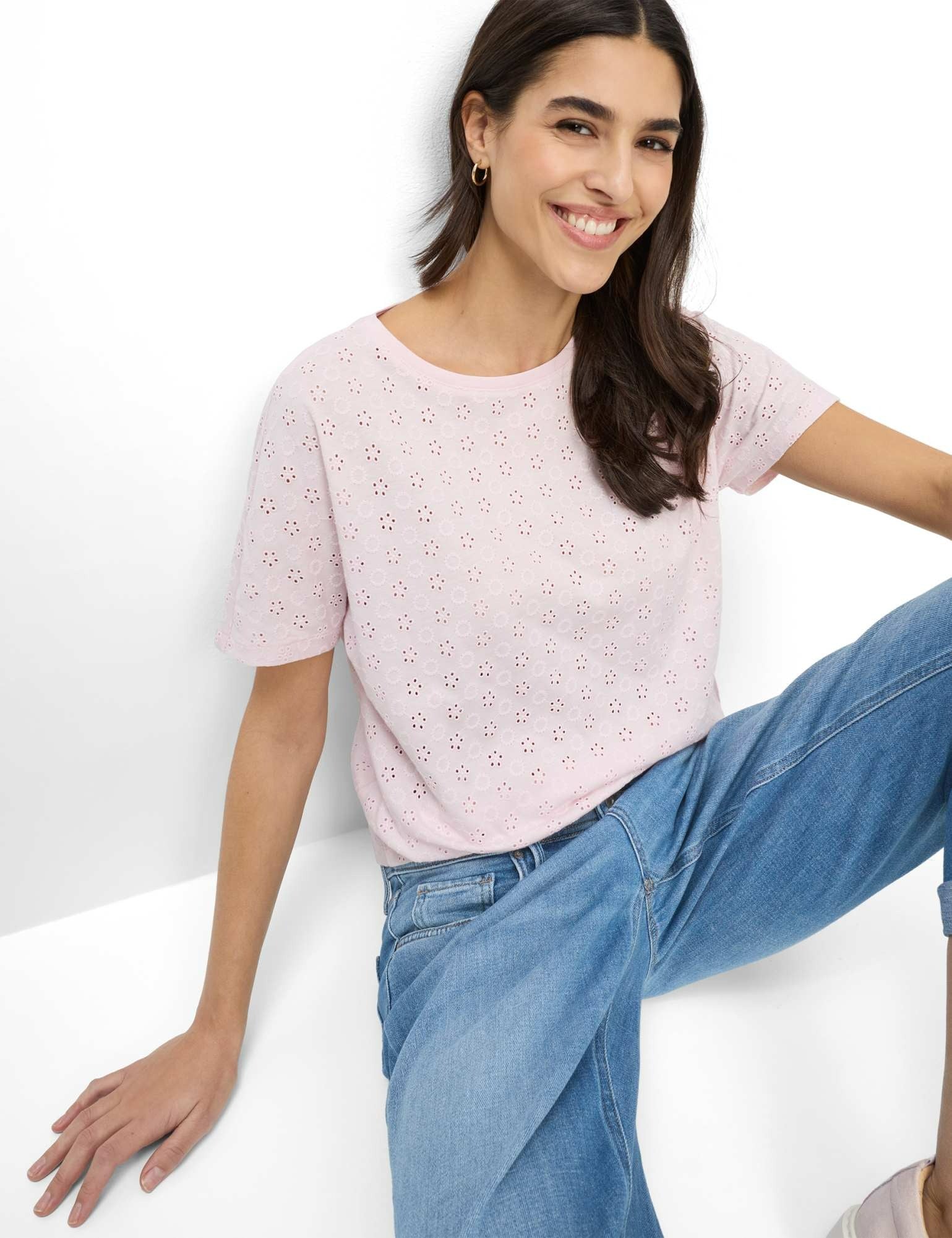 BRAX CAELEN.S Kurzarm T-Shirt - Blush Petal Lace - 90663400 90-0018-87 von BRAX