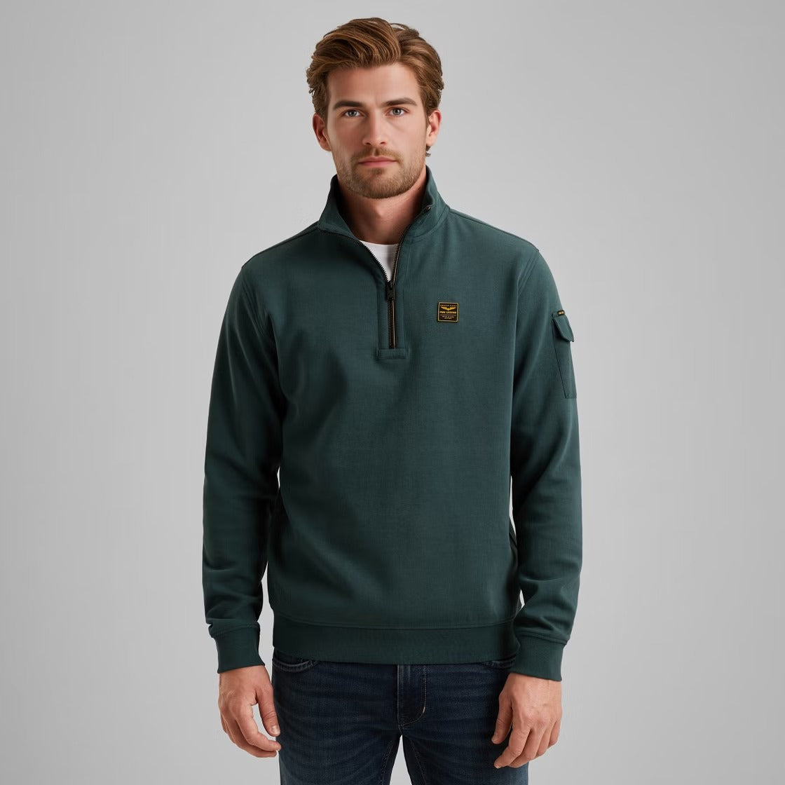PME LEGEND Halber Reißverschluss Pullover - Deep Teal Horizon - PSW2508423-5125 von PME Legend