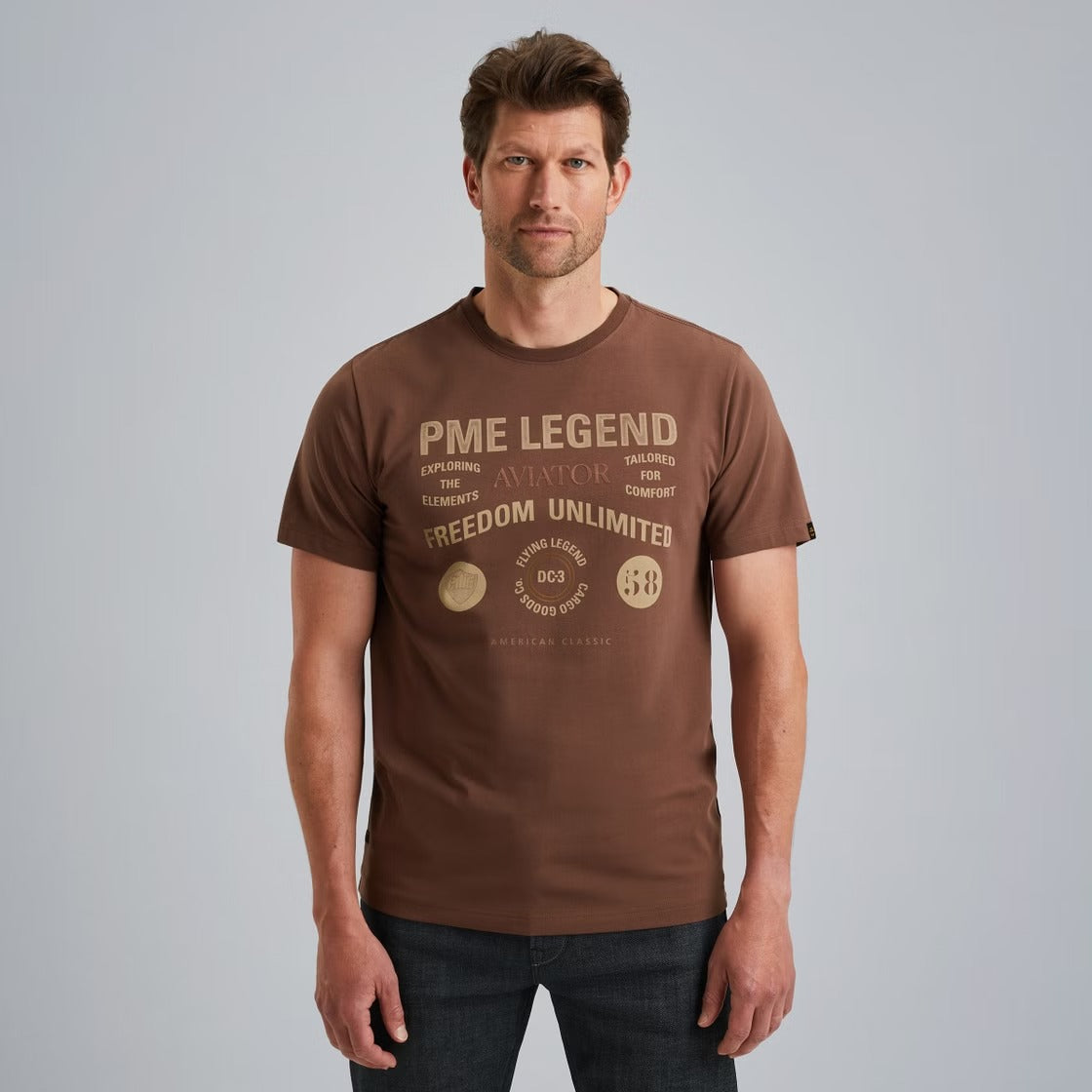 PME LEGEND Aviator T-Shirt - Bronze Sand Wave - PTSS2509566-8203 von PME Legend