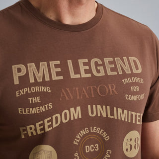 PME LEGEND Aviator T-Shirt - Bronze Sand Wave - PTSS2509566-8203