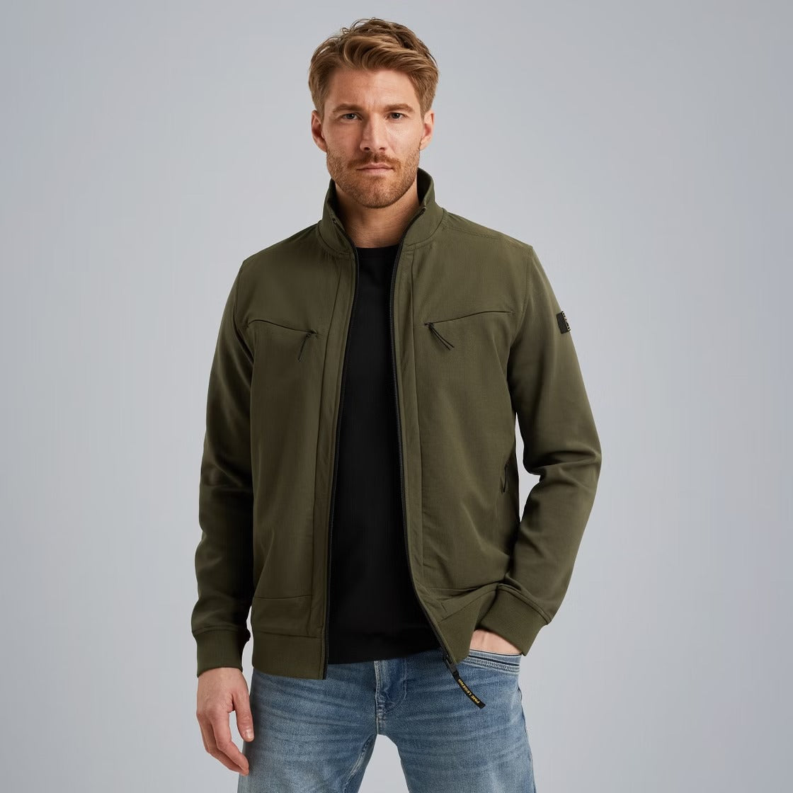 PME LEGEND Interlock-Cardigan - Olive Drift - PSW2508438-6416