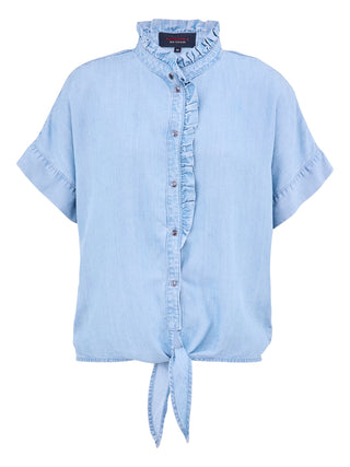 PADDOCKS Ospig Kurzarm Wickelbluse - Blue Dawn Wash - 35040 7521.4100