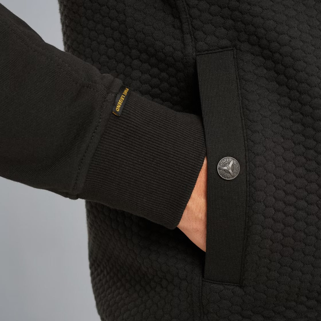 PME LEGEND Interlock-Sweatjacke mit Zipper - Midnight Carbon Black - PSW2509436-999 von PME Legend