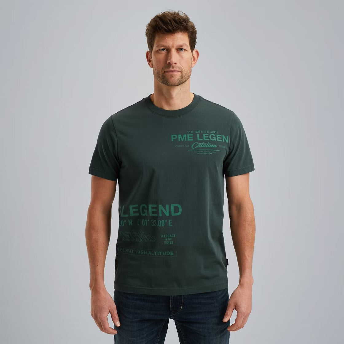 PME LEGEND Rundhals Shirt - Forest Glimmer Green - PTSS2503594-6147