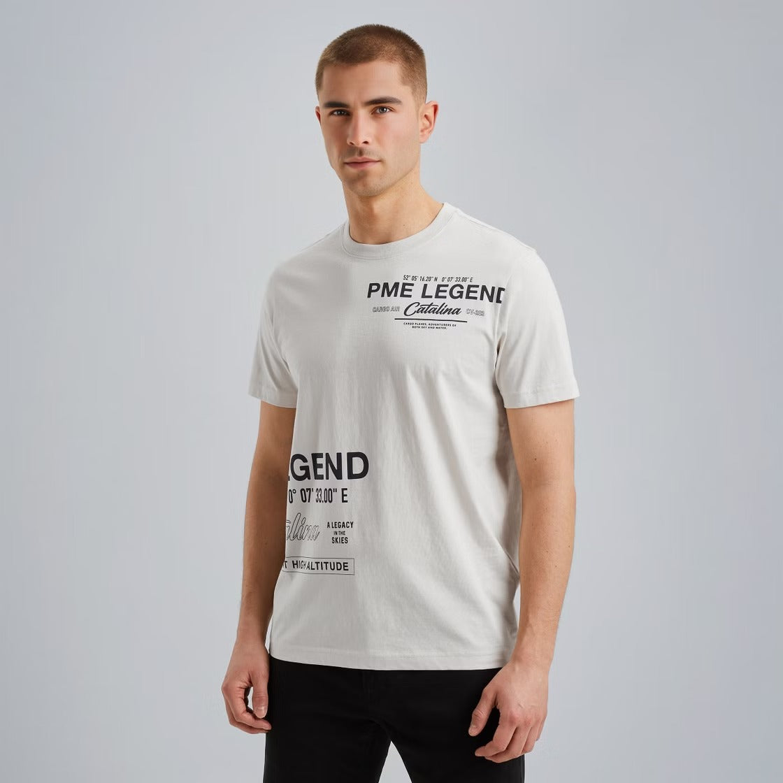 PME LEGEND T-Shirt Rundhals - Ivory Dawn Print - PTSS2503594-7013