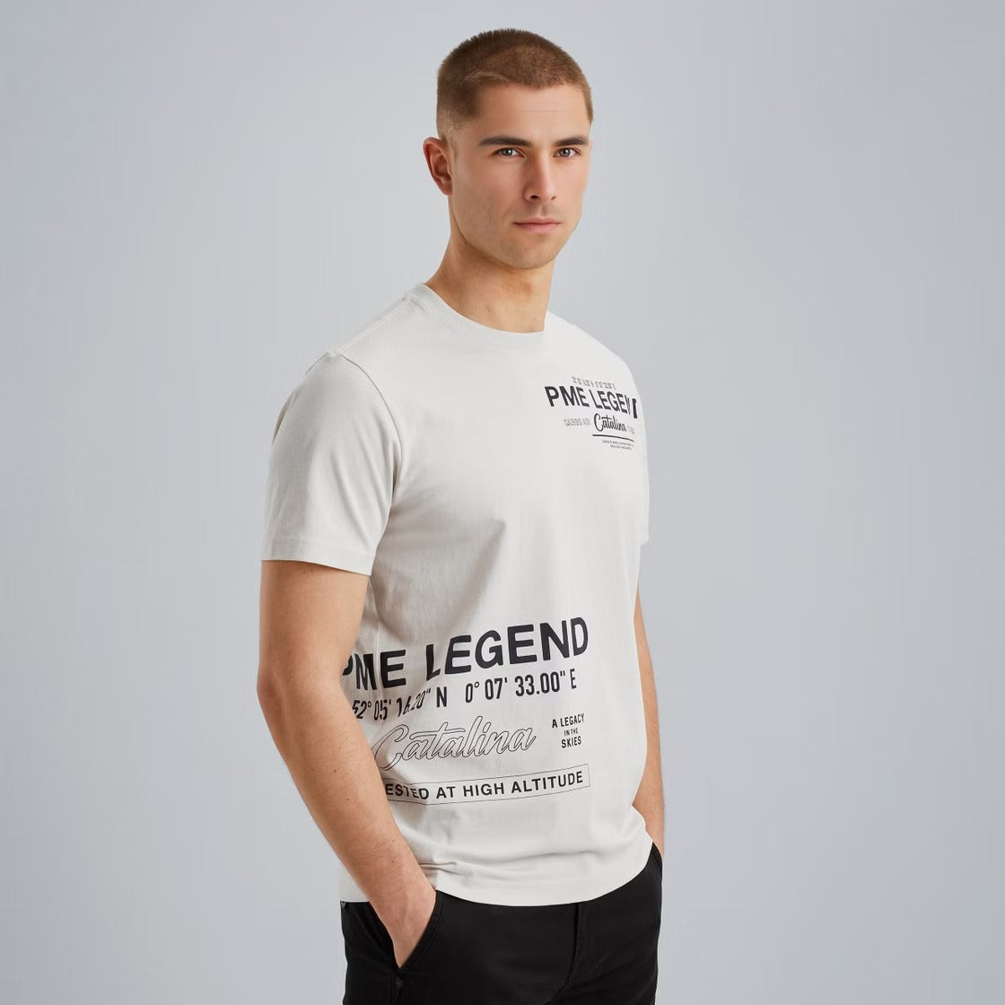 PME LEGEND T-Shirt Rundhals - Ivory Dawn Print - PTSS2503594-7013 von PME Legend