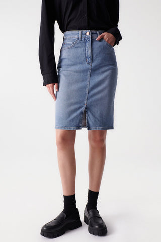SALSA Secret Glamour Push In Jeansrock - Blue Sky Denim - 126687.8502