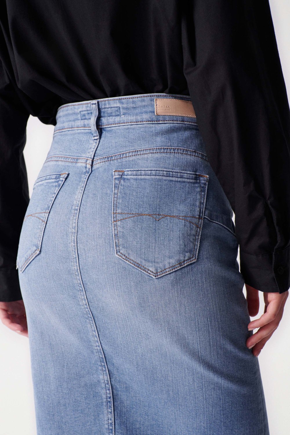 SALSA Secret Glamour Push In Jeansrock - Blue Sky Denim - 126687.8502