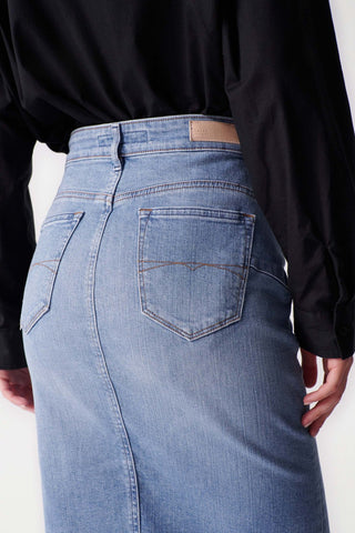SALSA Secret Glamour Push In Jeansrock - Blue Sky Denim - 126687.8502