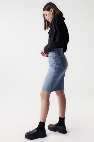 SALSA Secret Glamour Push In Jeansrock - Blue Sky Denim - 126687.8502