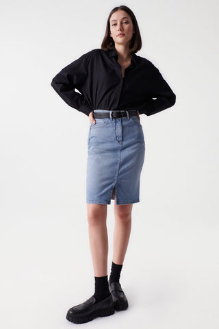 SALSA Secret Glamour Push In Jeansrock - Blue Sky Denim - 126687.8502