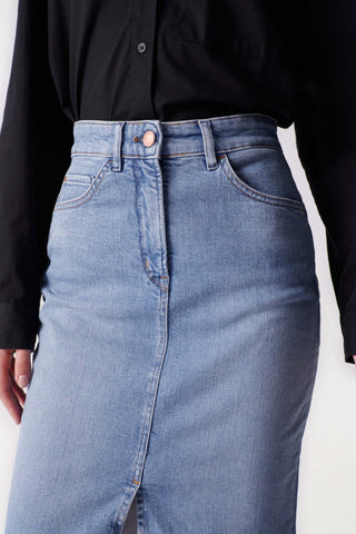 SALSA Secret Glamour Push In Jeansrock - Blue Sky Denim - 126687.8502