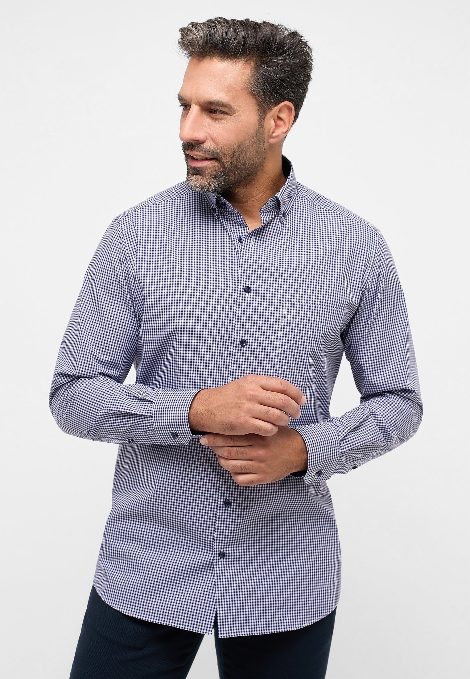 ETERNA MODERN FIT Hemd - Midnight Gingham - 8913-16-X146