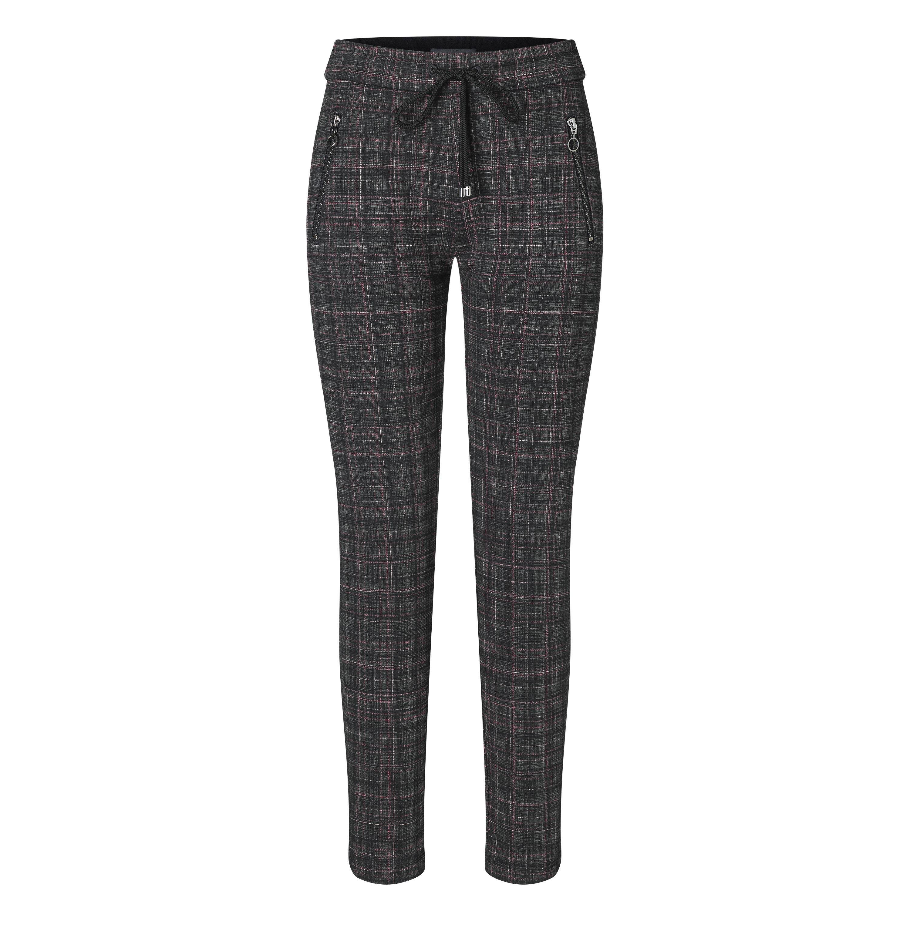 MAC EASY Slim-Jogpants - Velvet Espresso Check - 2710-00-0107-438K