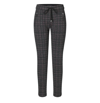 MAC EASY Slim-Jogpants - Velvet Espresso Check - 2710-00-0107-438K