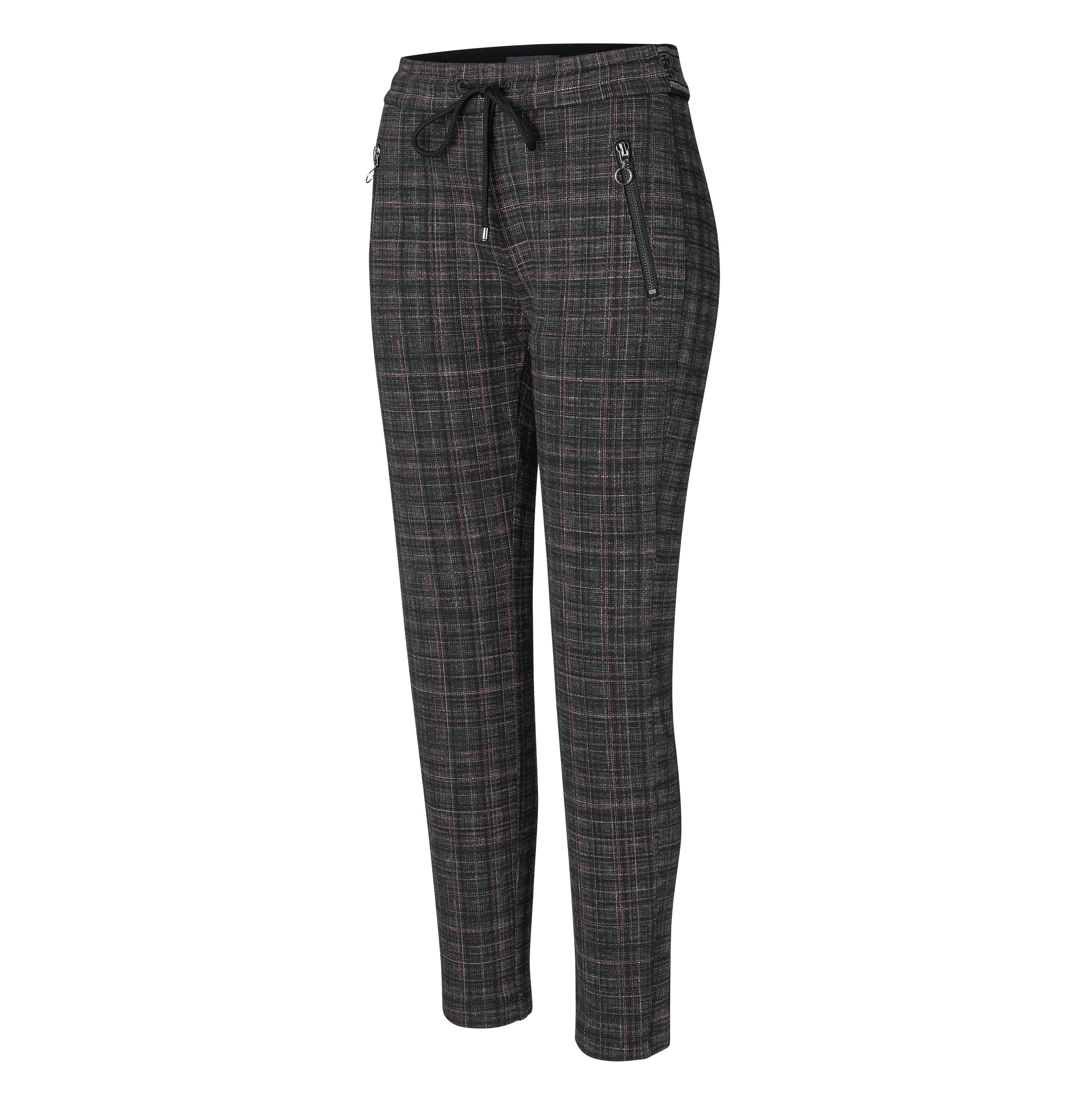 MAC EASY Slim-Jogpants - Velvet Espresso Check - 2710-00-0107-438K von MAC