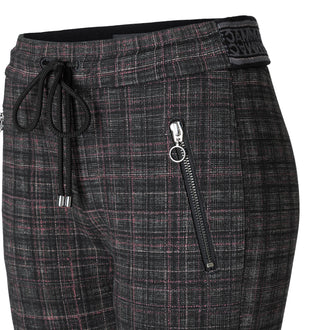 MAC EASY Slim-Jogpants - Velvet Espresso Check - 2710-00-0107-438K